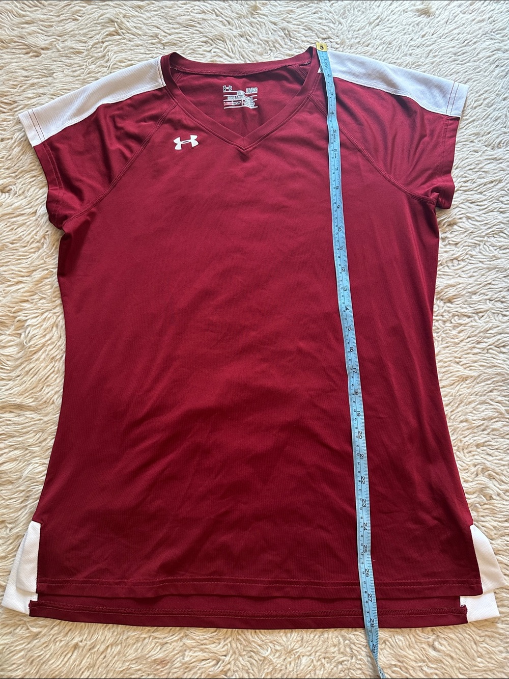 Under Armour Maroon and White V-Neck Athletic Jersey